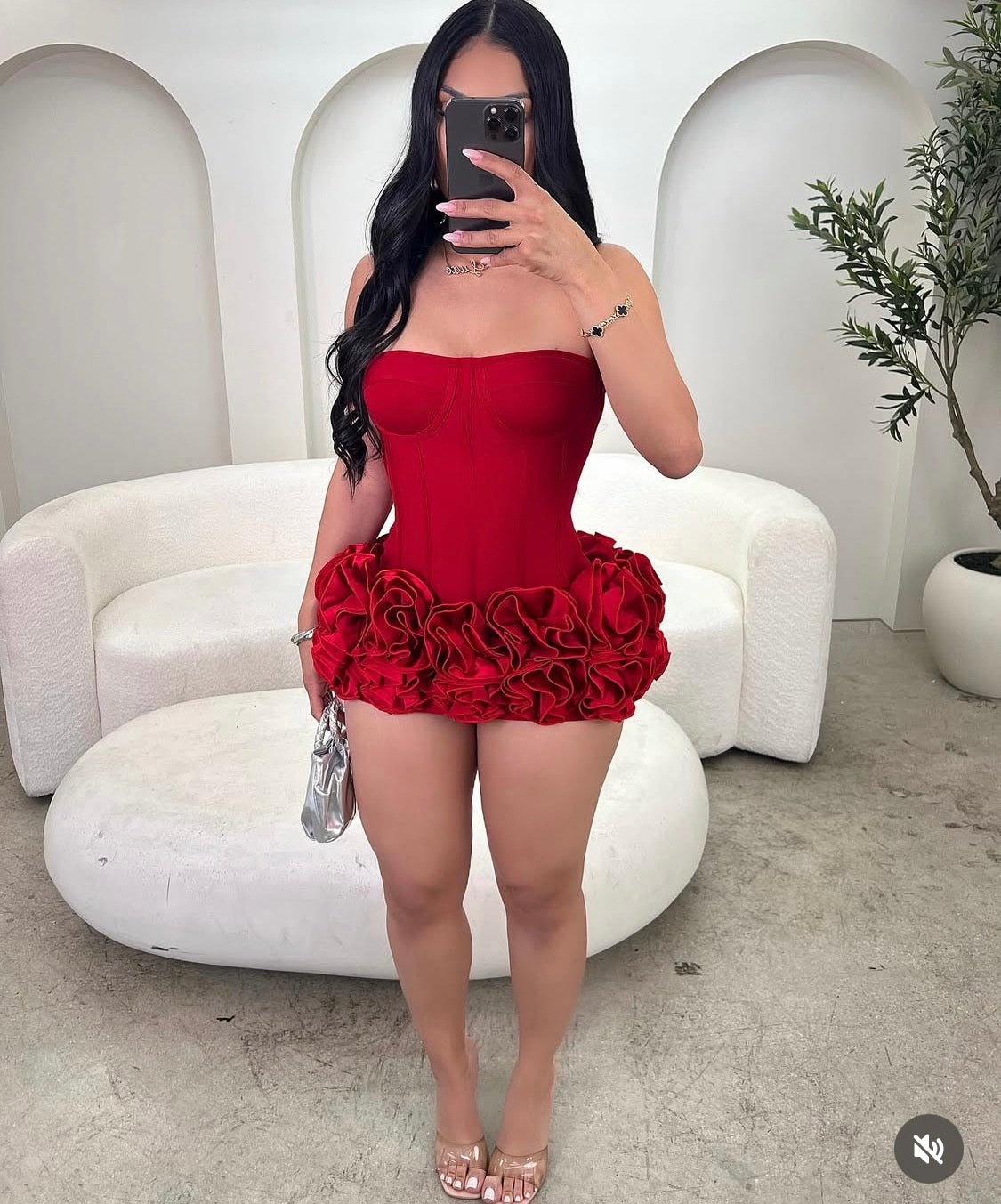 Vestido rojo de corset bandage