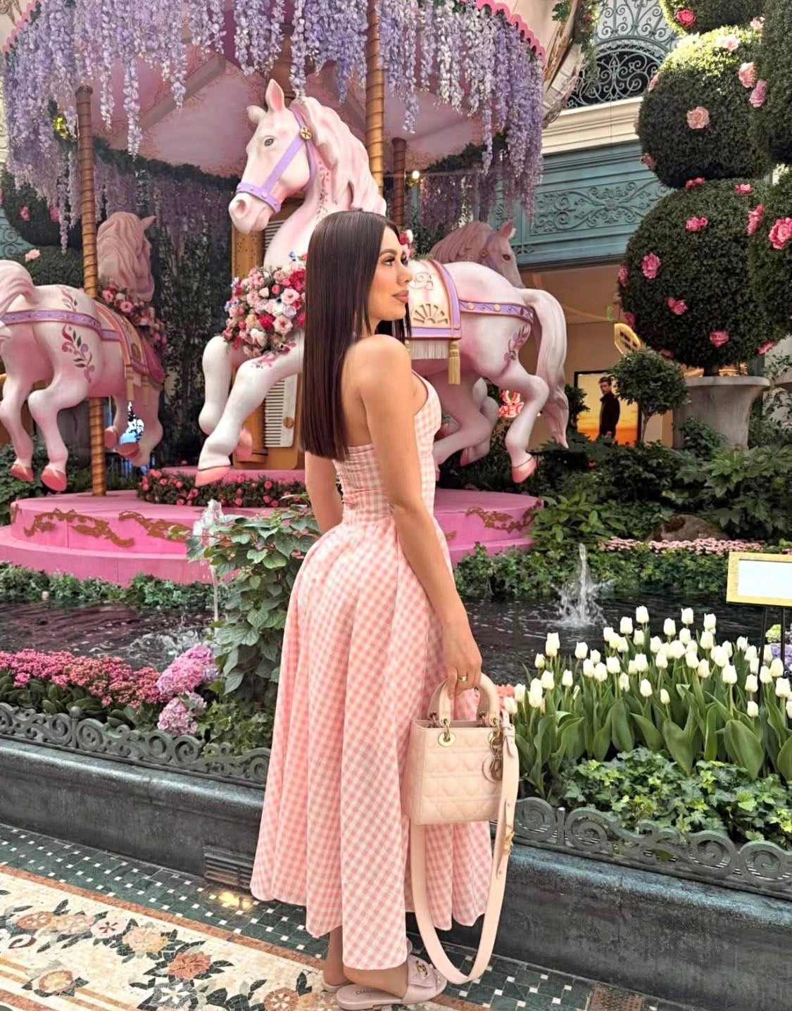 Vestido largo Pink polka