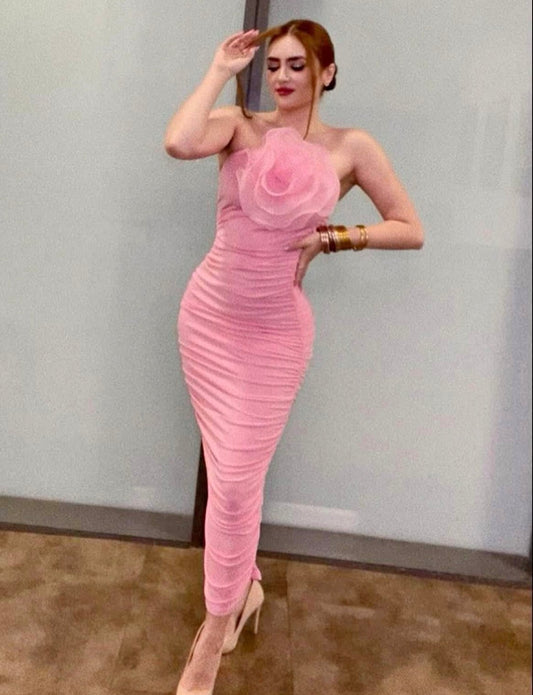 Vestido rosa flor