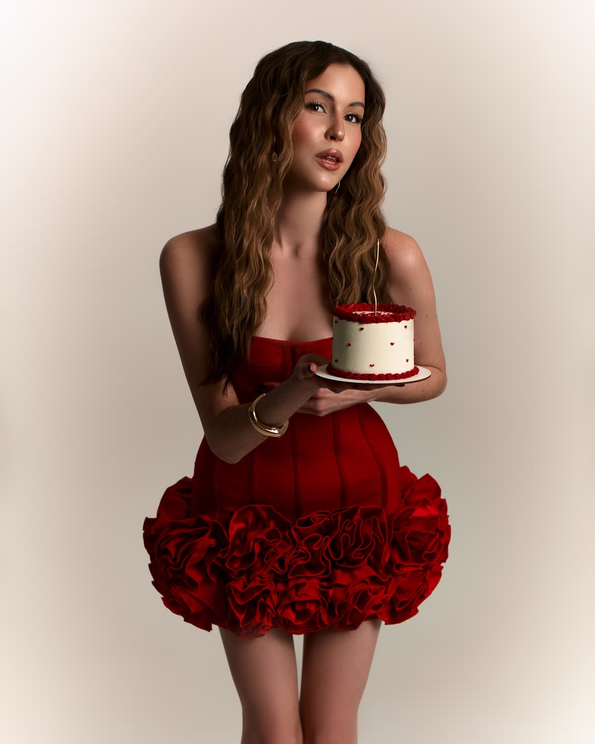 Vestido rojo de corset bandage
