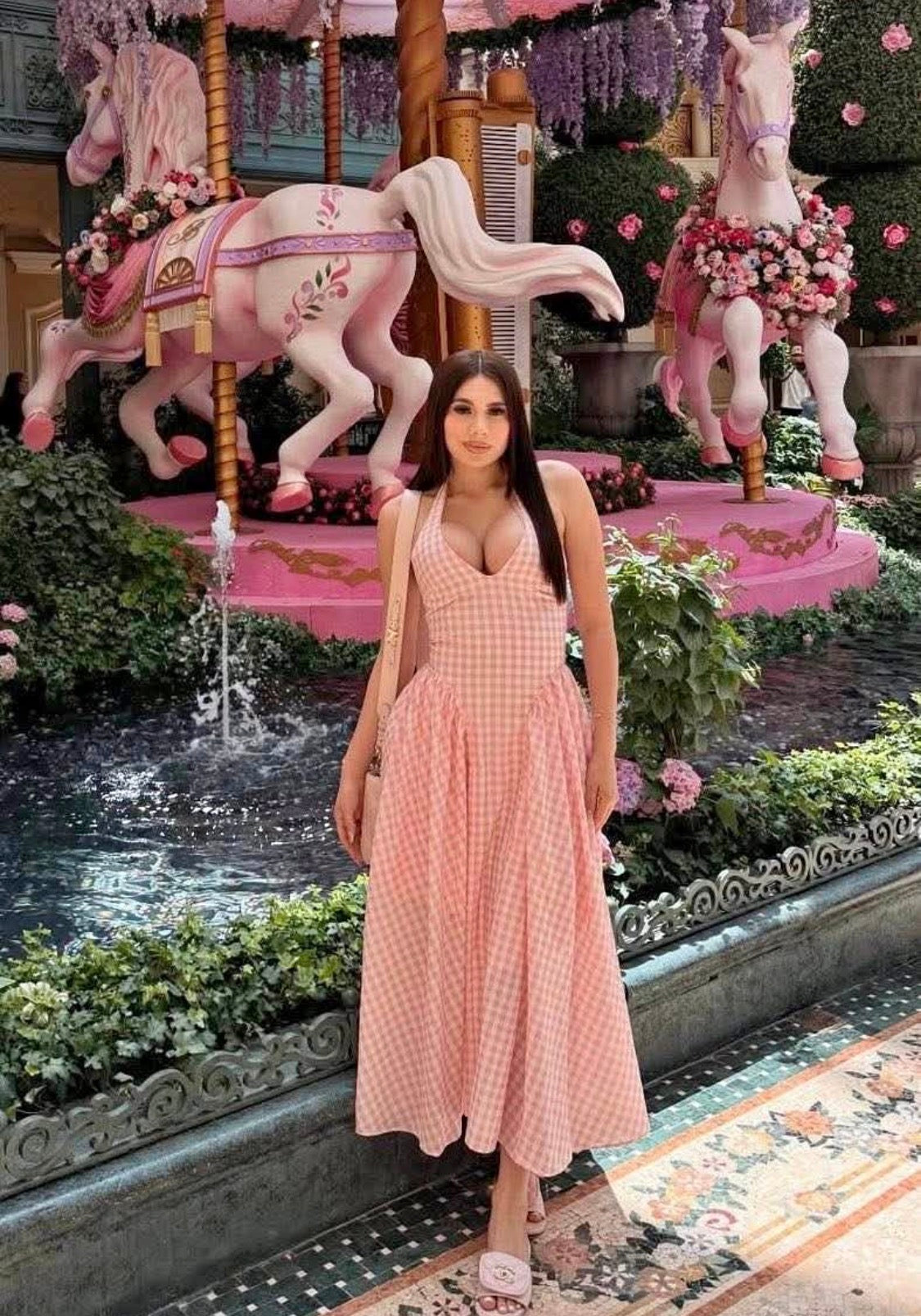 Vestido largo Pink polka