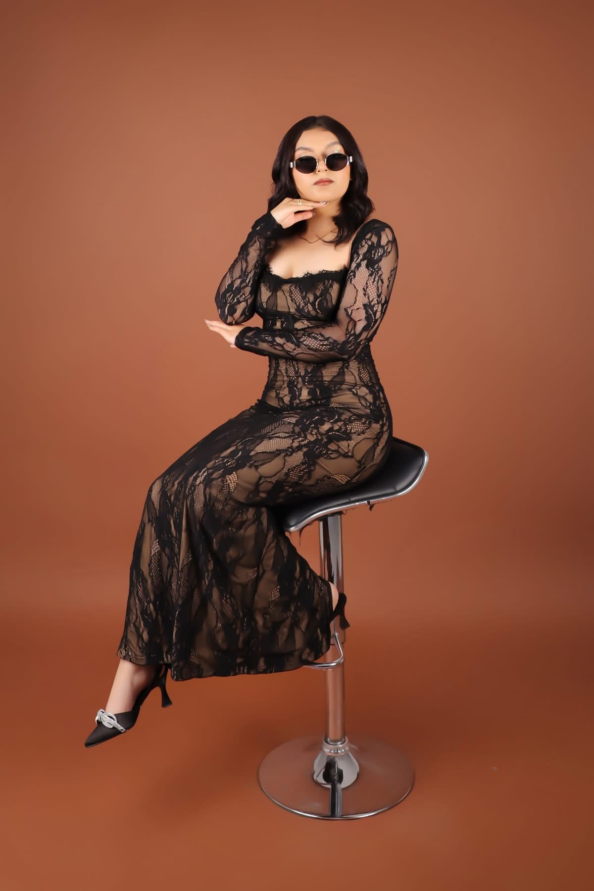 Vestido encaje largo