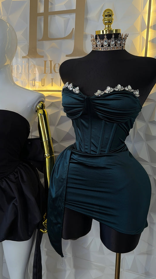Vestido corset verde olivo